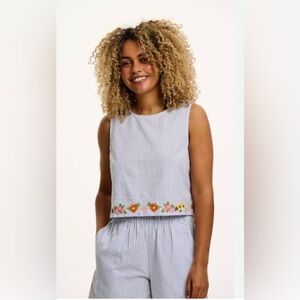 Lucy & Yak Arden Cotton Seersucker Top